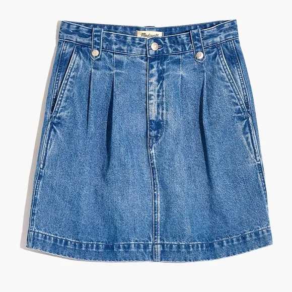NWT - Madewell Denim Pleated Mini Skirt in Upton Wash - Size 25