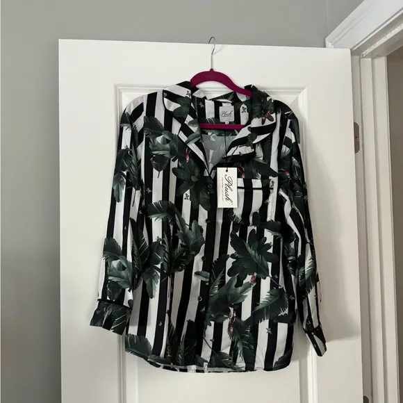 NWT Revolve X Plush Silky Jungle Striped Pajama Set in Size Small