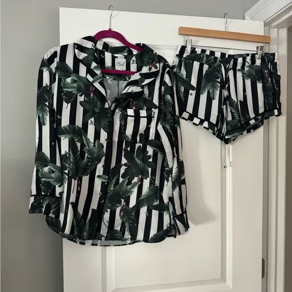 NWT Revolve X Plush Silky Jungle Striped Pajama Set in Size Small
