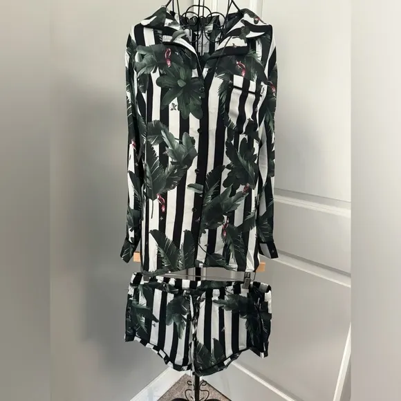 NWT Revolve X Plush Silky Jungle Striped Pajama Set in Size Small