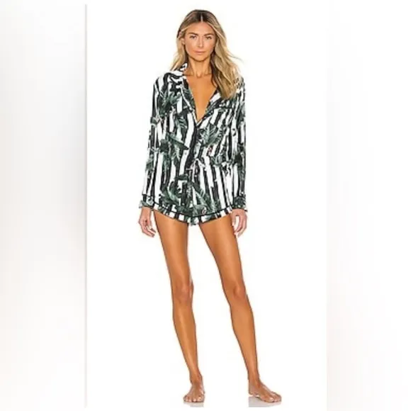 NWT Revolve X Plush Silky Jungle Striped Pajama Set in Size Small