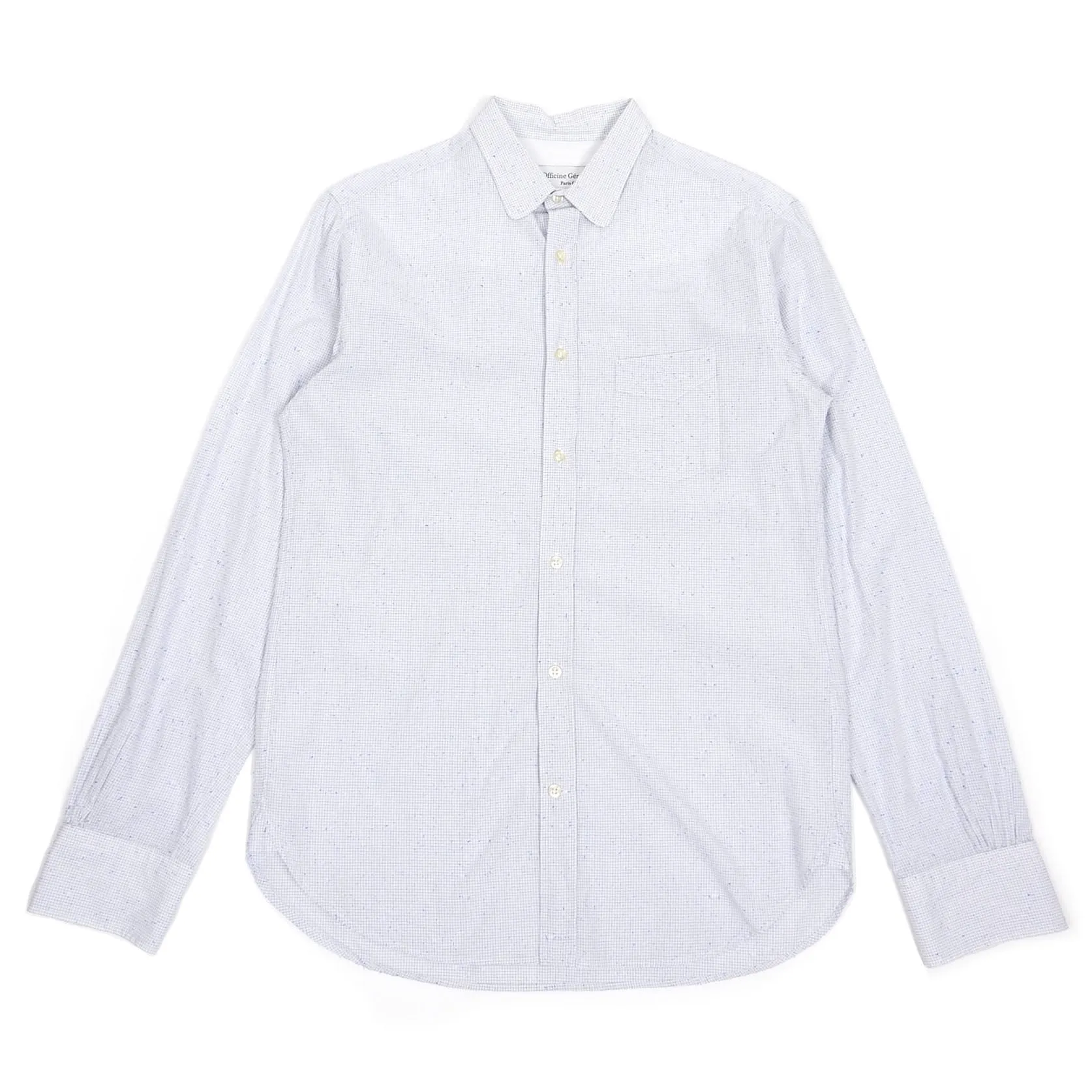 Officine Generale White/Blue Check Button Up Small