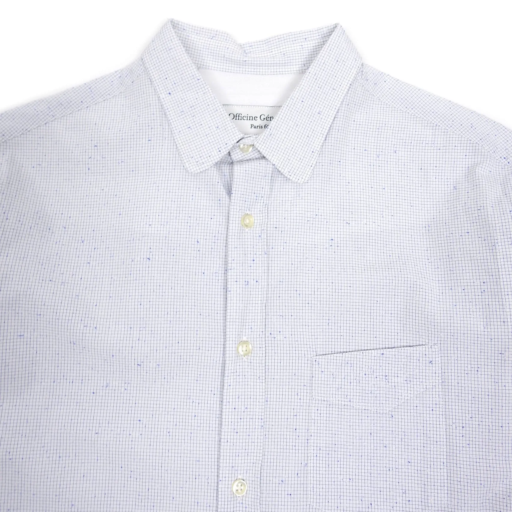 Officine Generale White/Blue Check Button Up Small