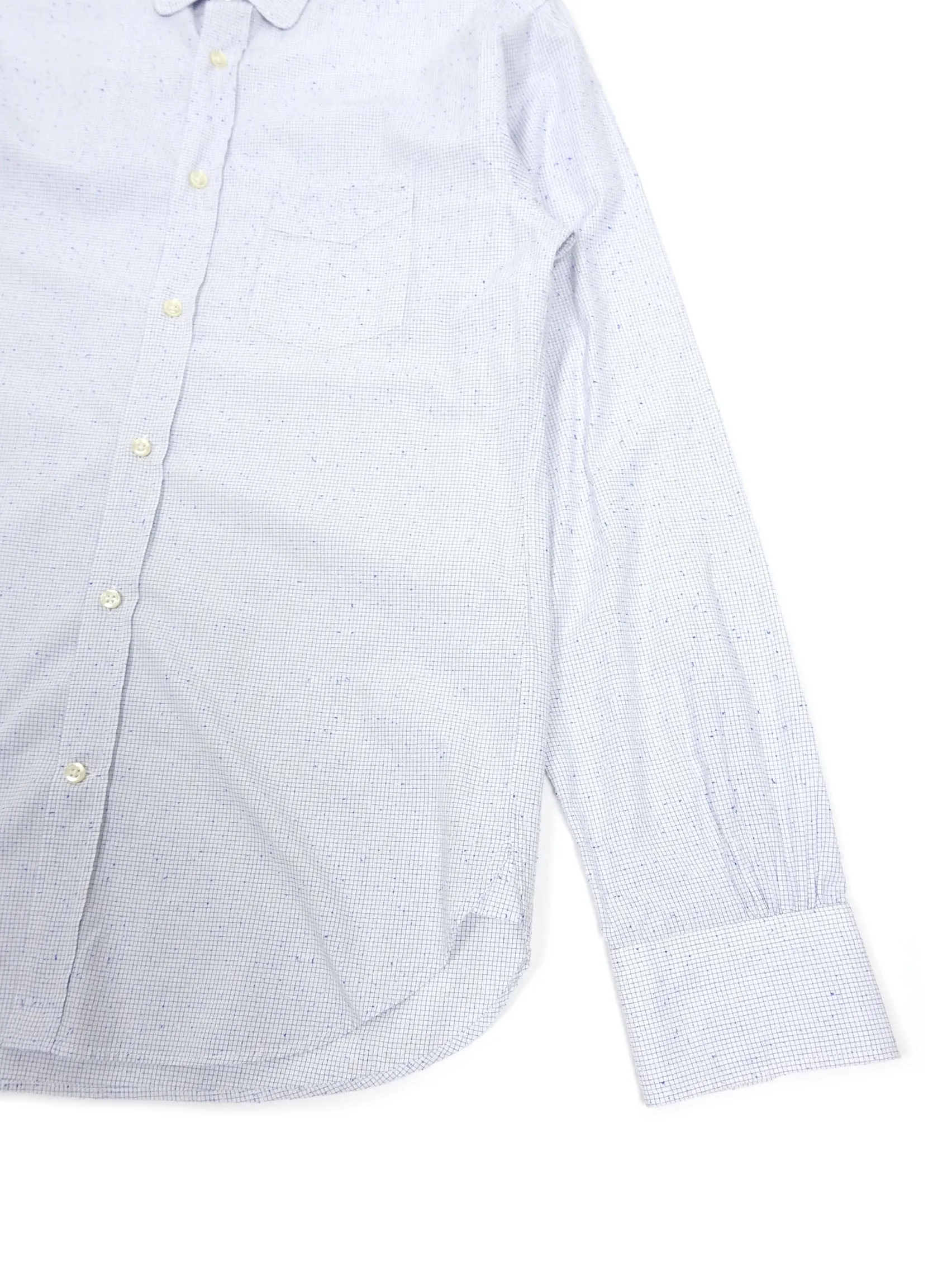 Officine Generale White/Blue Check Button Up Small