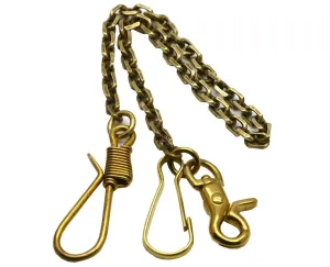 Okones 22.4'' Overall Length,Solid Brass Man Pants Keychain Key Jean Wallet Chain Key Ring Belt Hook Key Buckle with Fine Snap Hook &Split Ring (Fish Hook Curb chain)