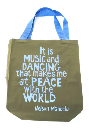 Olive Music and Dancing Mandela Tote Bag