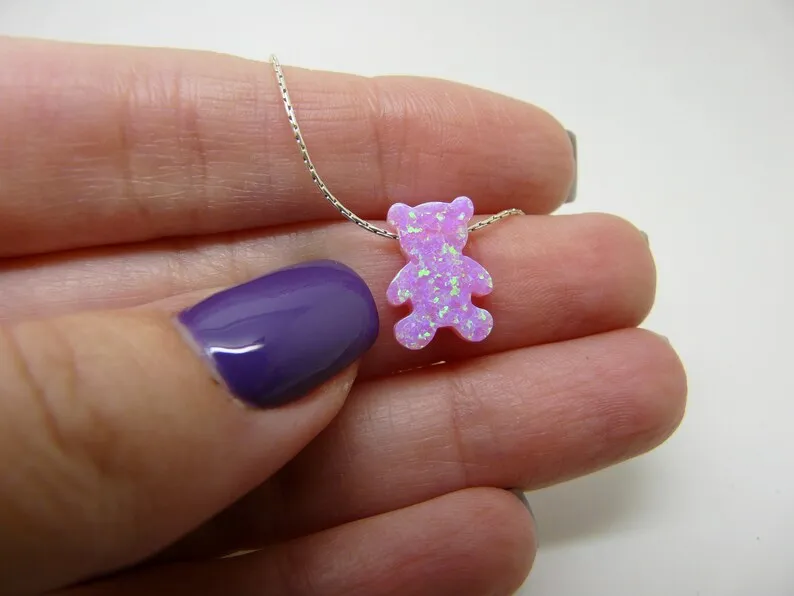 Opal Teddy Bear Necklace – Cute & Playful Charm