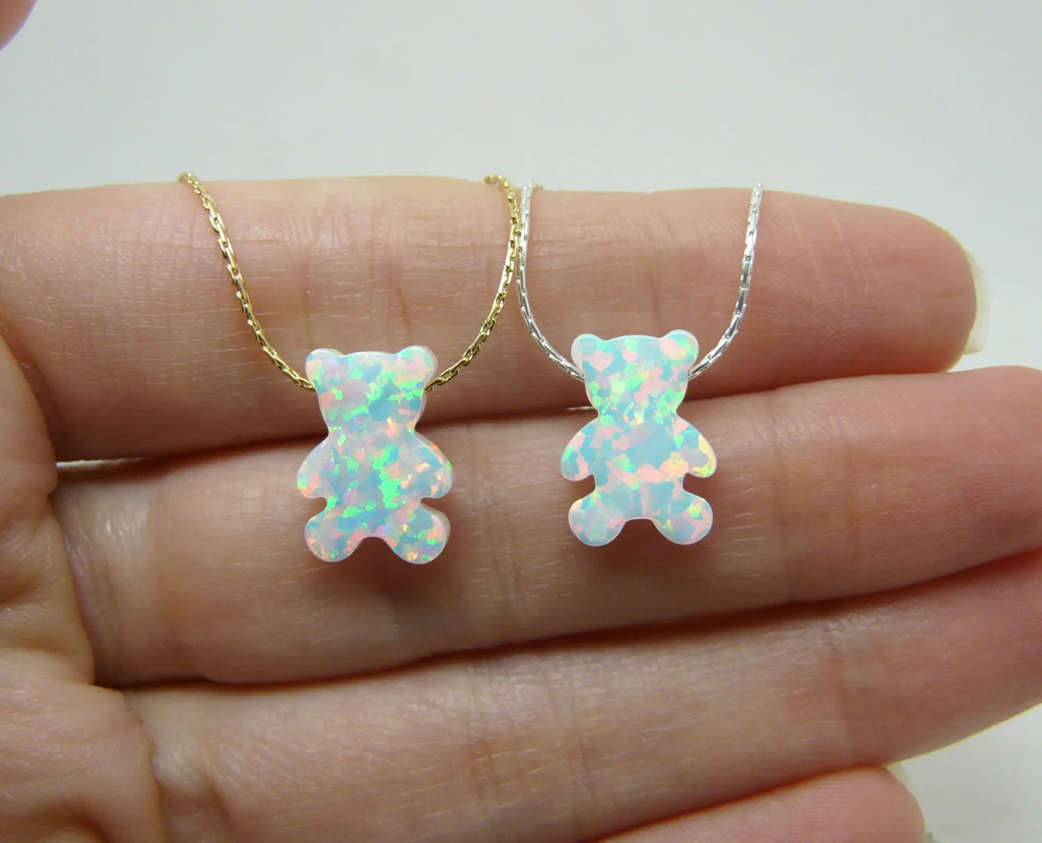 Opal Teddy Bear Necklace – Cute & Playful Charm