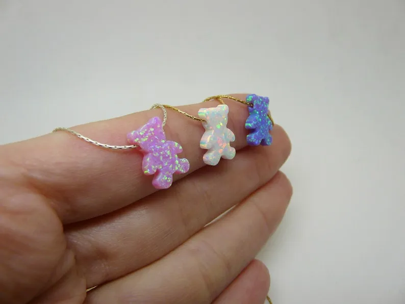 Opal Teddy Bear Necklace – Cute & Playful Charm