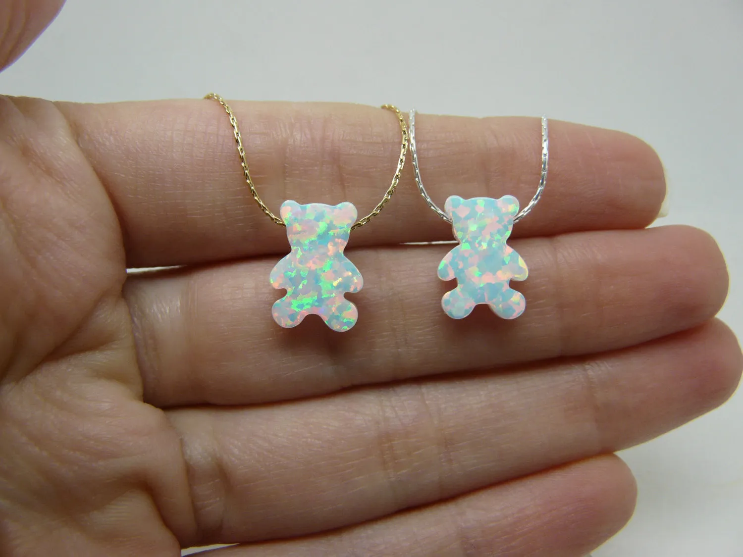 Opal Teddy Bear Necklace – Cute & Playful Charm