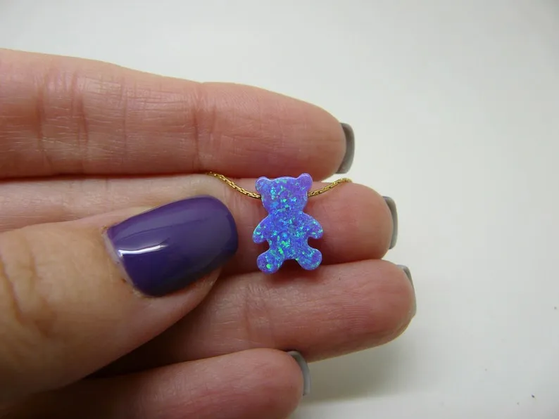 Opal Teddy Bear Necklace – Cute & Playful Charm