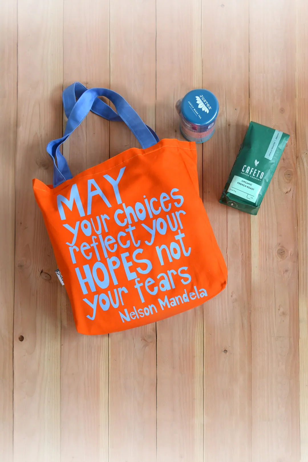 Orange Reflect Your Hopes Mandela Tote Bag