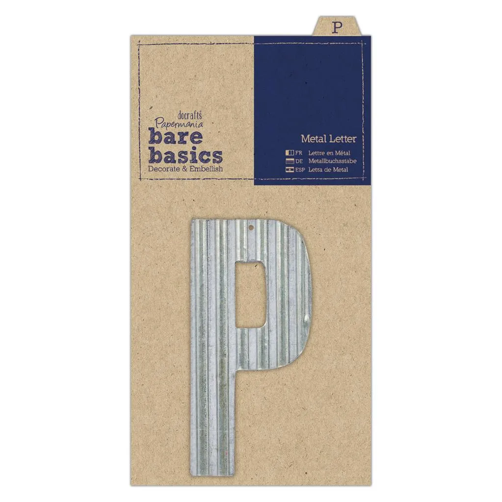 Papermania Bare Basics Metal Alphabet Letters ( A - Z ) Silver Decoration Scrapbooking Crafts