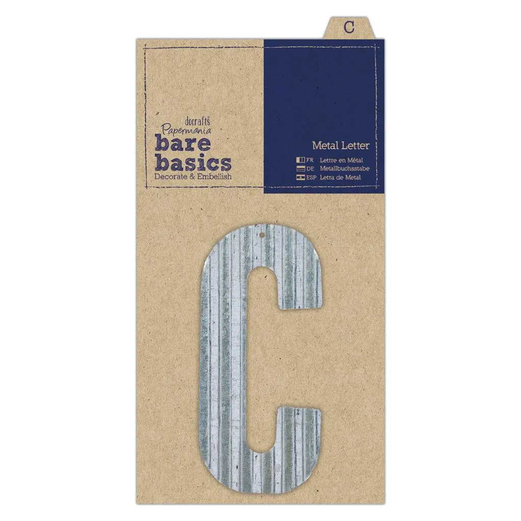 Papermania Bare Basics Metal Alphabet Letters ( A - Z ) Silver Decoration Scrapbooking Crafts