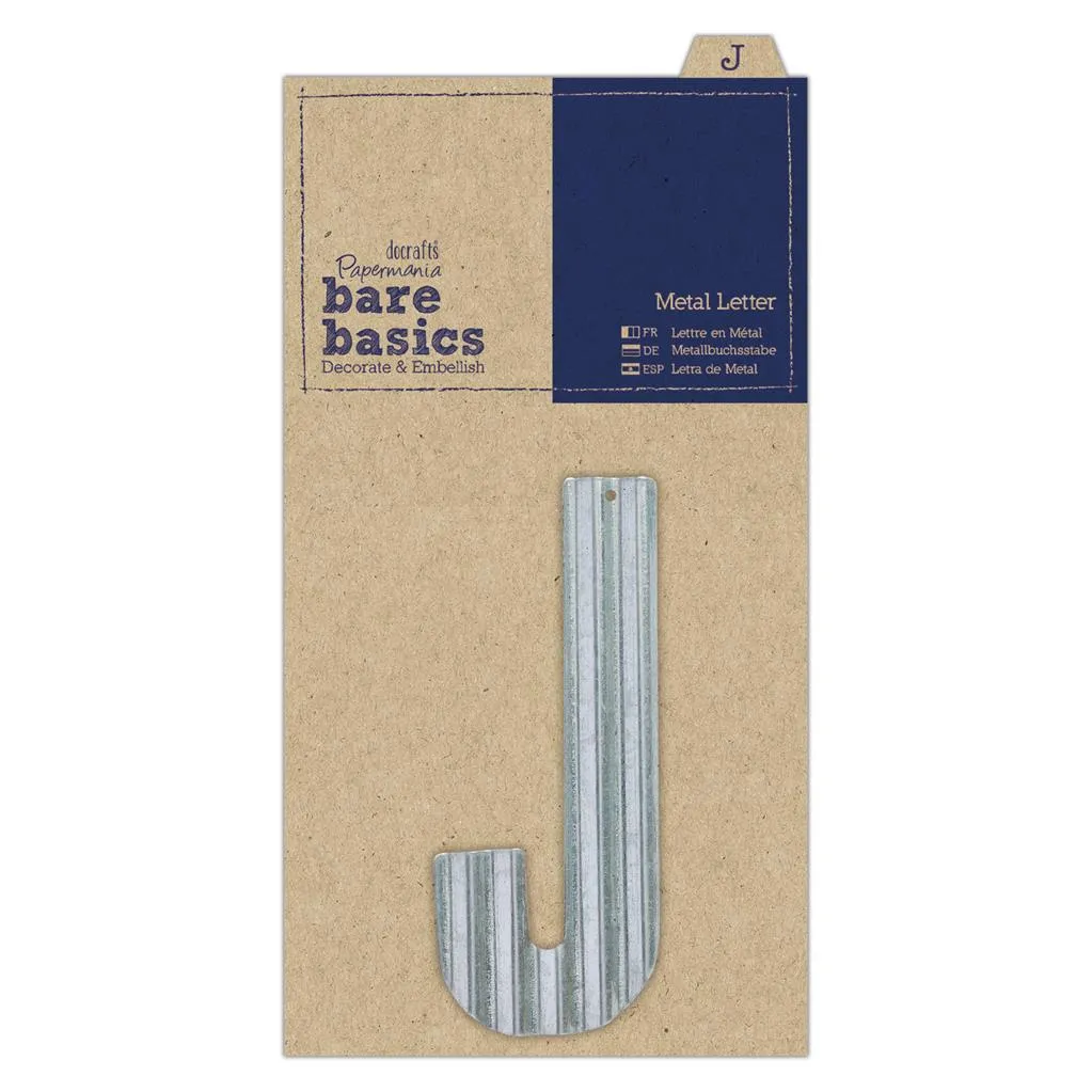 Papermania Bare Basics Metal Alphabet Letters ( A - Z ) Silver Decoration Scrapbooking Crafts