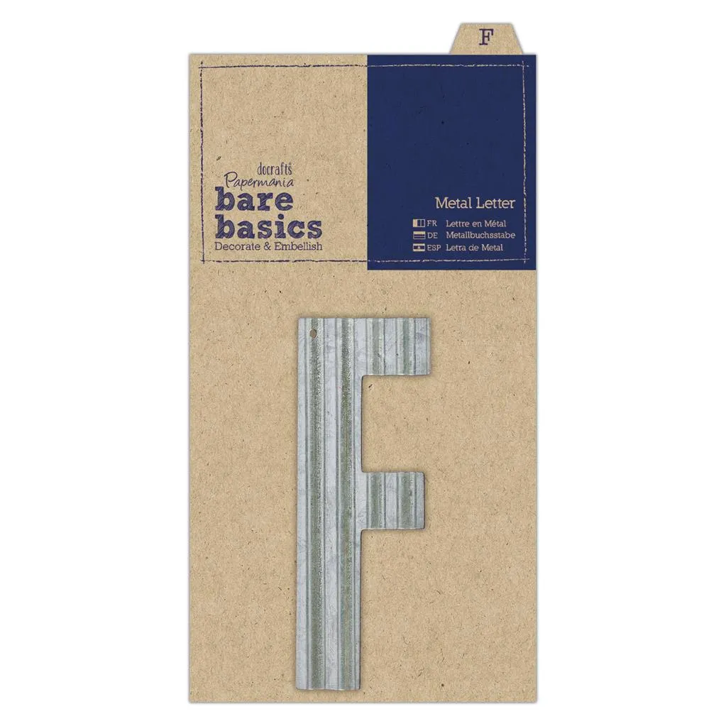 Papermania Bare Basics Metal Alphabet Letters ( A - Z ) Silver Decoration Scrapbooking Crafts