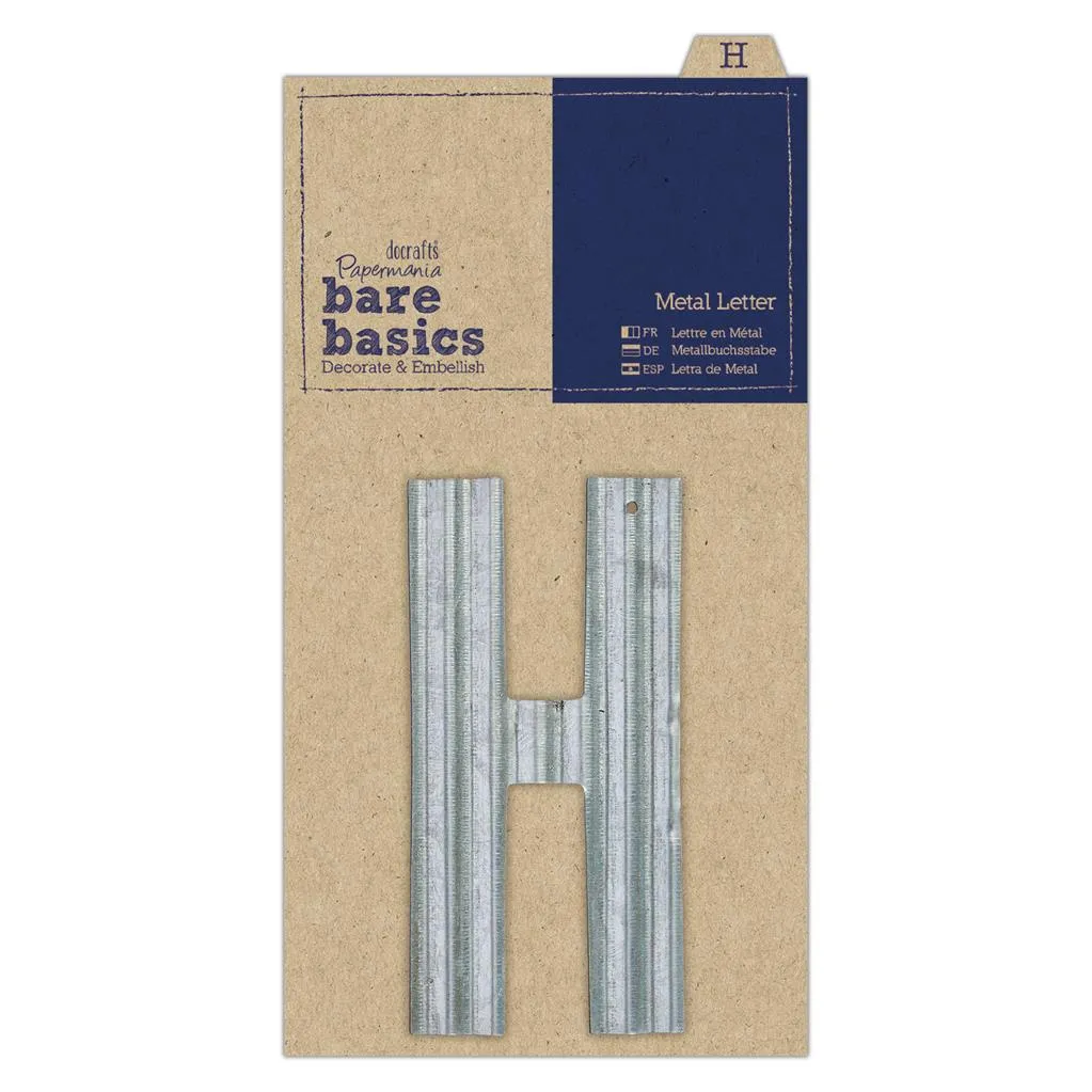 Papermania Bare Basics Metal Alphabet Letters ( A - Z ) Silver Decoration Scrapbooking Crafts