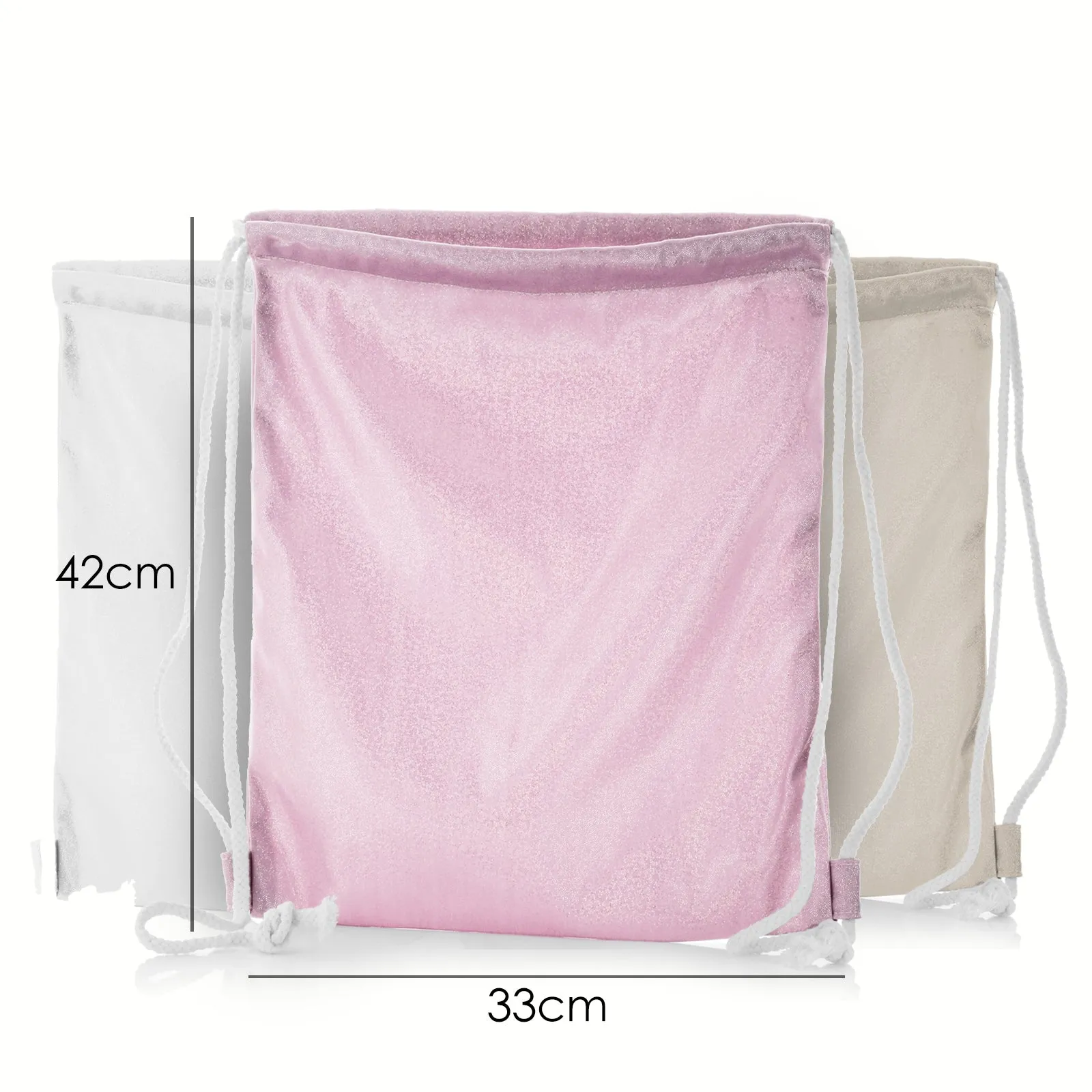 Personalised Glitter Drawstring Backpack with Hippo Rain Drop Glitter Print and Cute Text