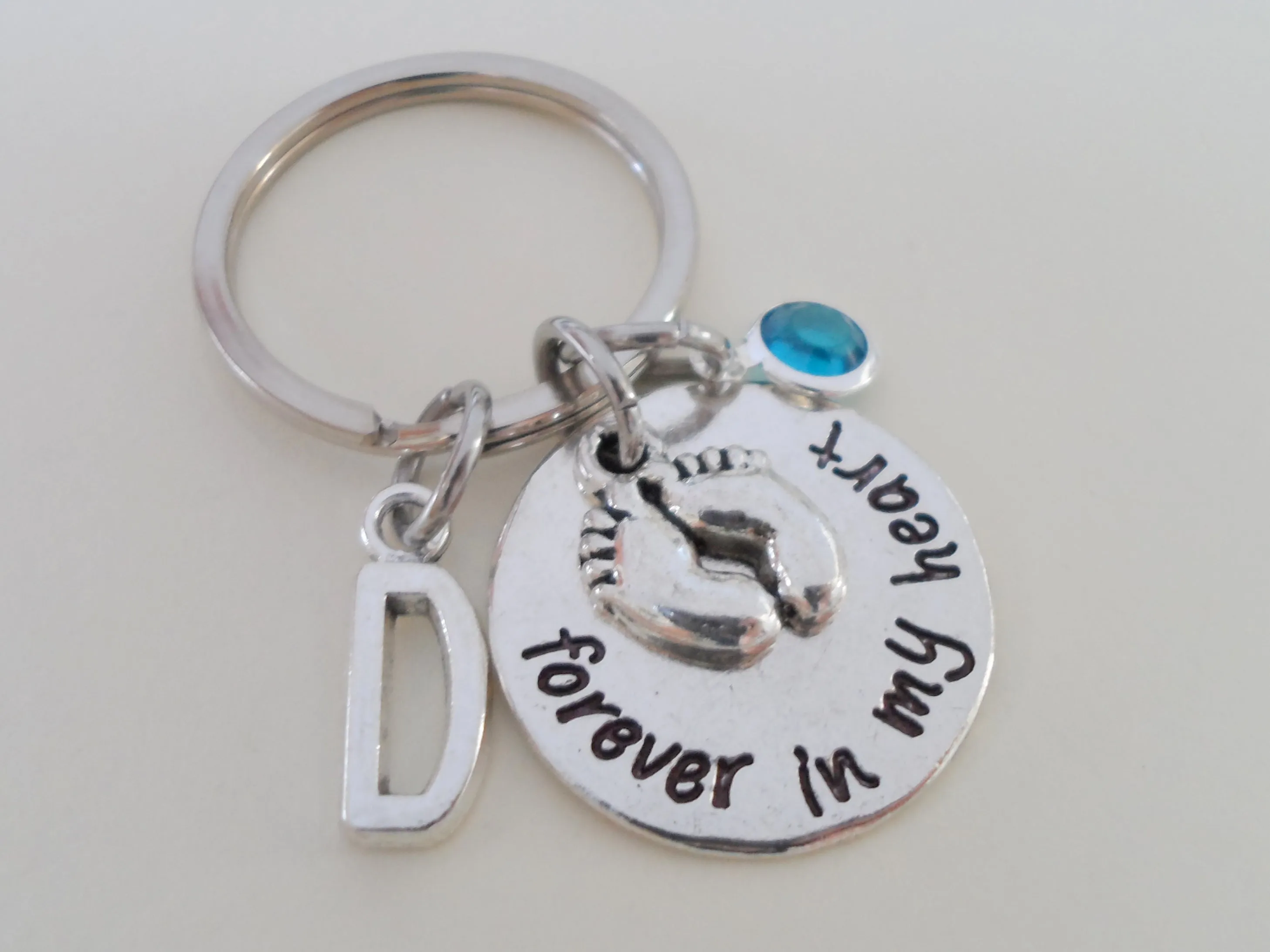 Personalized Forever in My Heart Keychain with Baby Feet Charm, Baby Memorial Keychain for a Baby Loss Gift, a Stillborn or Miscarriage