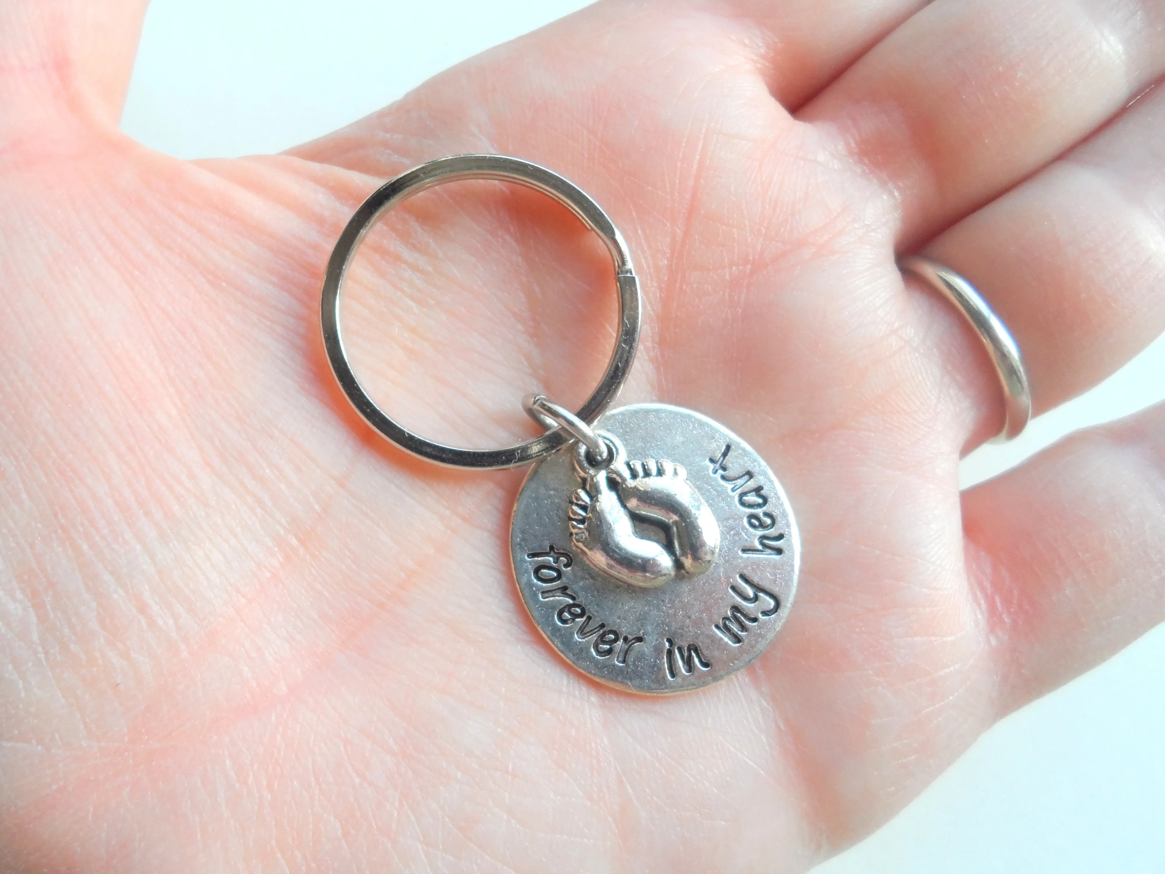 Personalized Forever in My Heart Keychain with Baby Feet Charm, Baby Memorial Keychain for a Baby Loss Gift, a Stillborn or Miscarriage