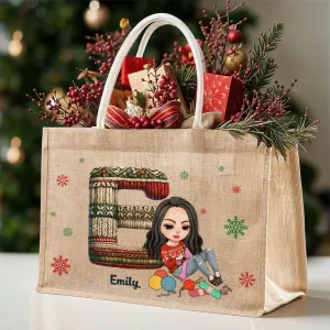 Personalized Gift For Knitters Alphabet Christmas Jute Tote Bag 01HUPU181124HH