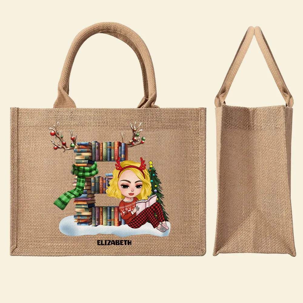 Personalized Gifts For Book Lover Alphabet Christmas Jute Tote Bag 04OHTI151124HH