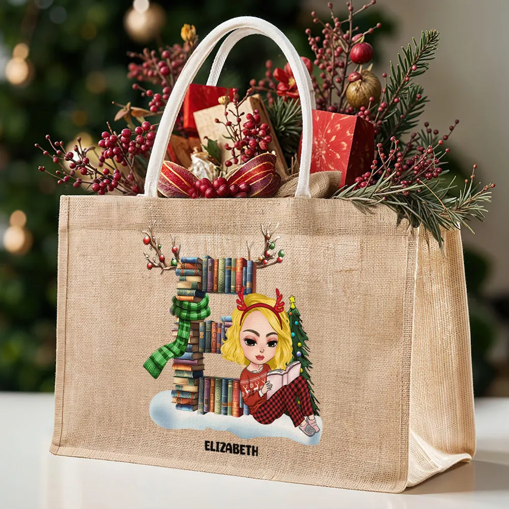 Personalized Gifts For Book Lover Alphabet Christmas Jute Tote Bag 04OHTI151124HH