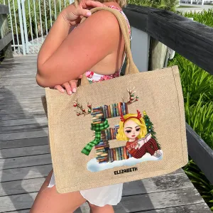 Personalized Gifts For Book Lover Alphabet Christmas Jute Tote Bag 04OHTI151124HH