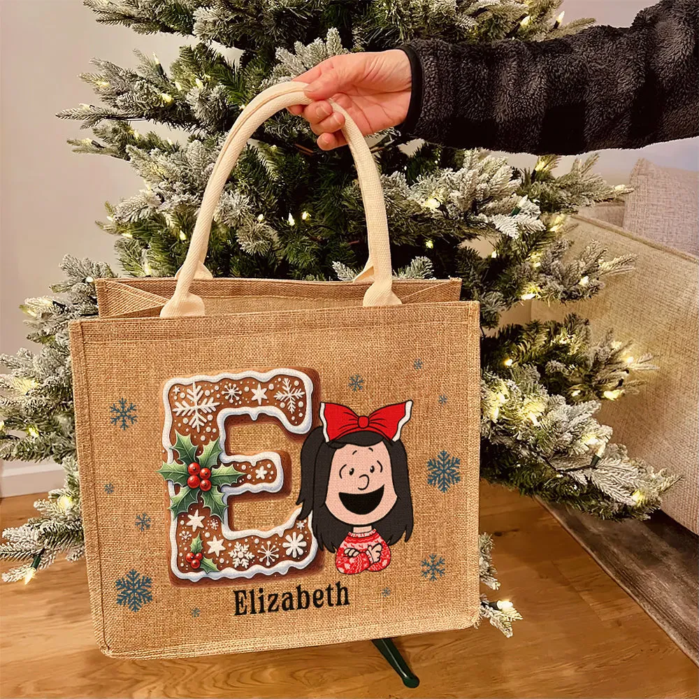 Personalized Gifts For Kids Jute Tote Bag Christmas Alphabet 05HUQN151124HH
