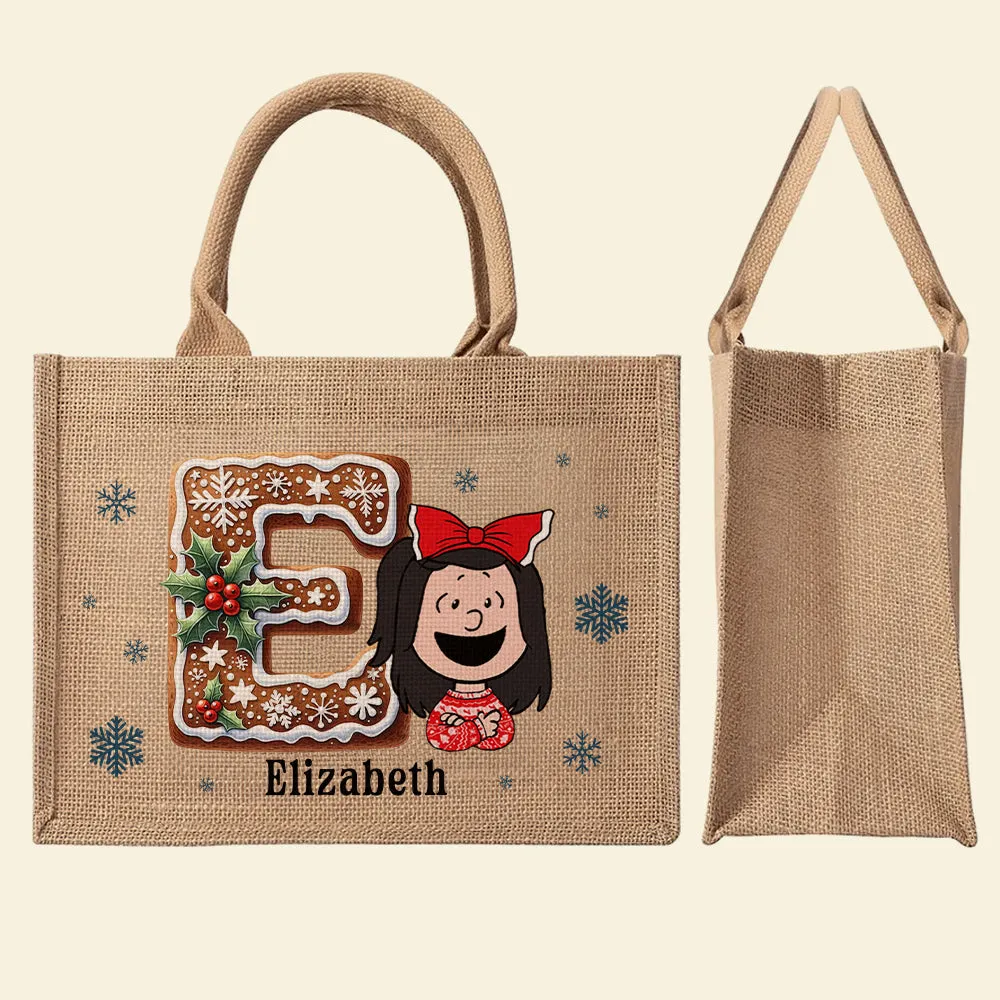 Personalized Gifts For Kids Jute Tote Bag Christmas Alphabet 05HUQN151124HH