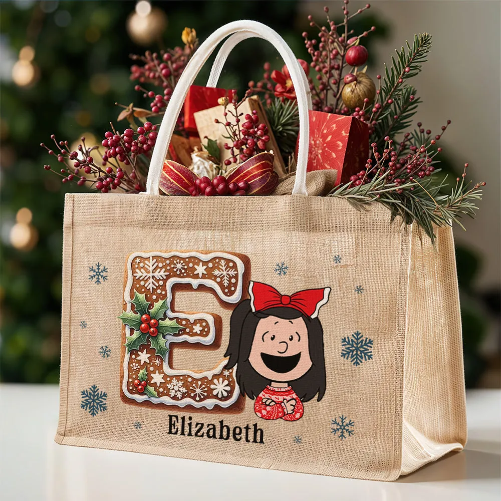 Personalized Gifts For Kids Jute Tote Bag Christmas Alphabet 05HUQN151124HH