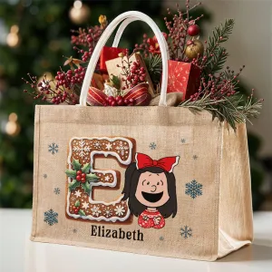 Personalized Gifts For Kids Jute Tote Bag Christmas Alphabet 05HUQN151124HH