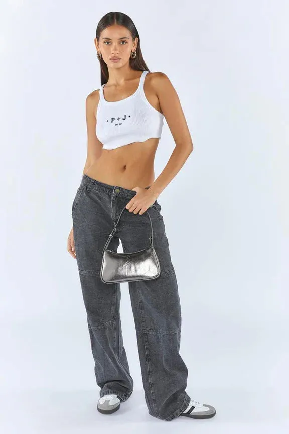 Peta   Jain Gabi Small Shoulder Bag - Gunmetal PU