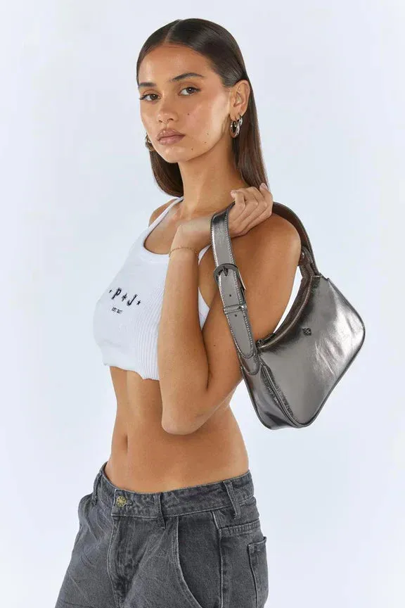 Peta   Jain Gabi Small Shoulder Bag - Gunmetal PU