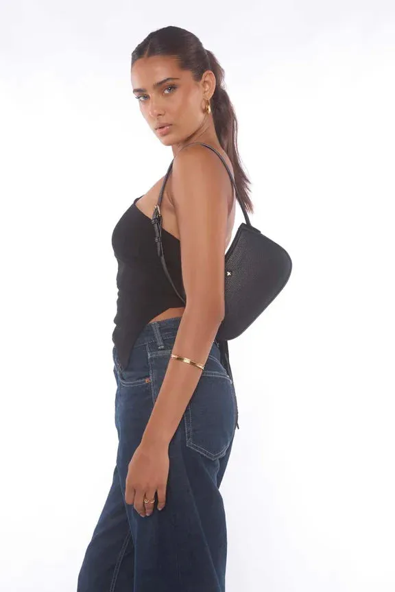 Peta   Jain Mood Shoulder Bag - Black Pebble/Gold