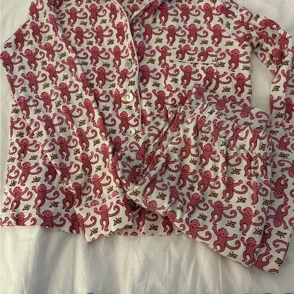 Pink Monkey Print Pajama Set Roller Rabbit