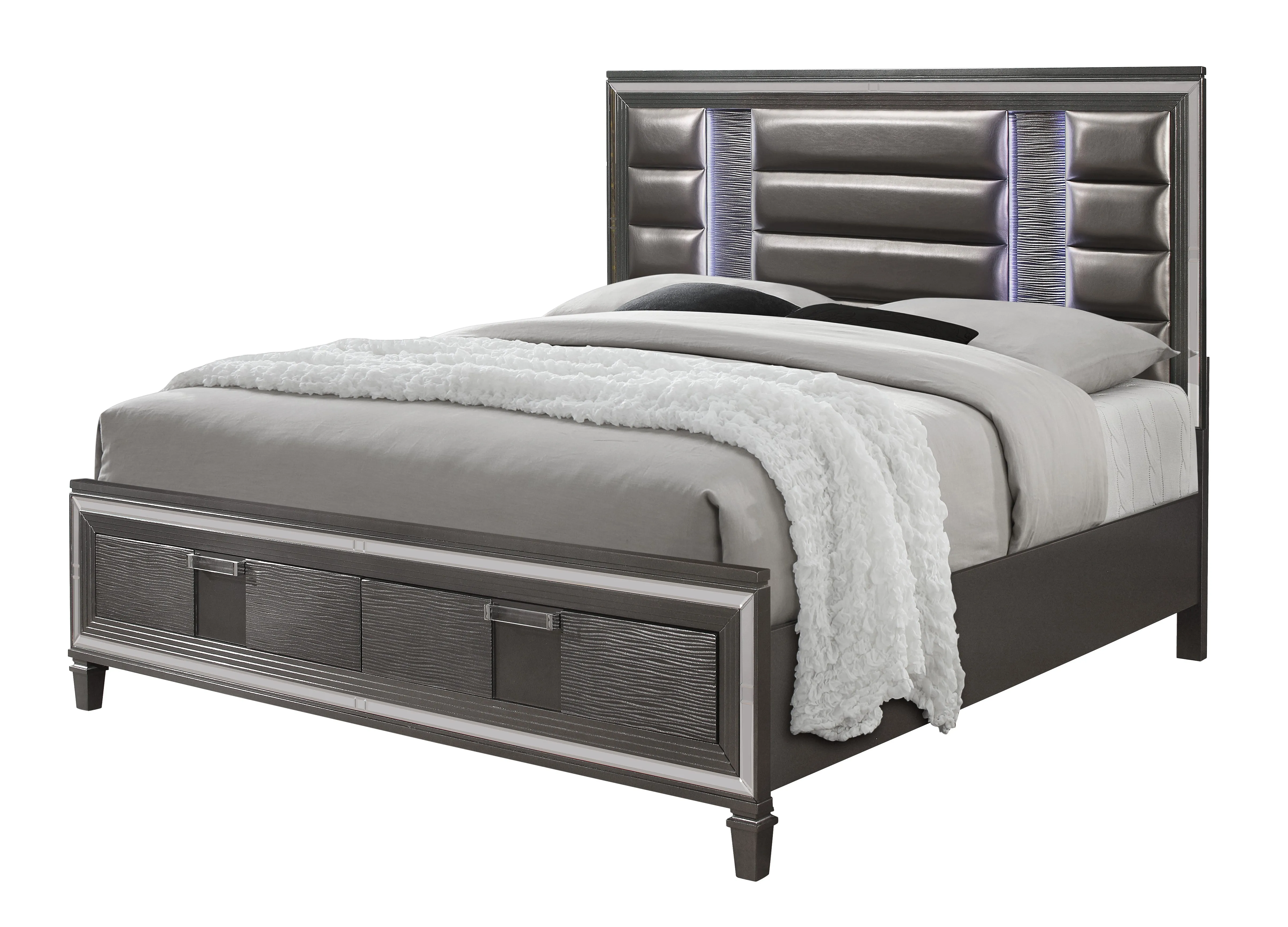 Pisa Queen Bed Metallic Grey