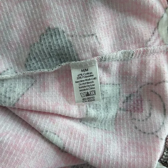 PJ Salvage Pink White Brown Cupcake Print Vintage Velour Waffle Nightshirt M
