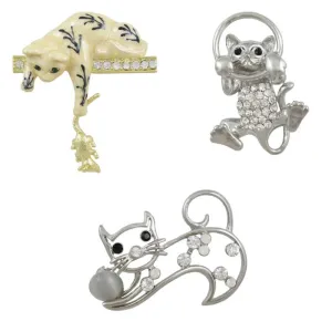 Playful Cats Brooch Pin Bundle - CATSET1