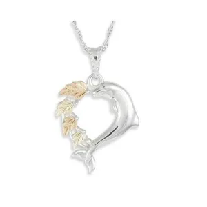 Playful Dolphin - Sterling Silver Black Hills Gold Pendant