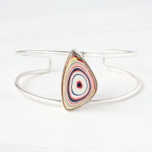 Playful Fordite and Silver Cuff Bracelet