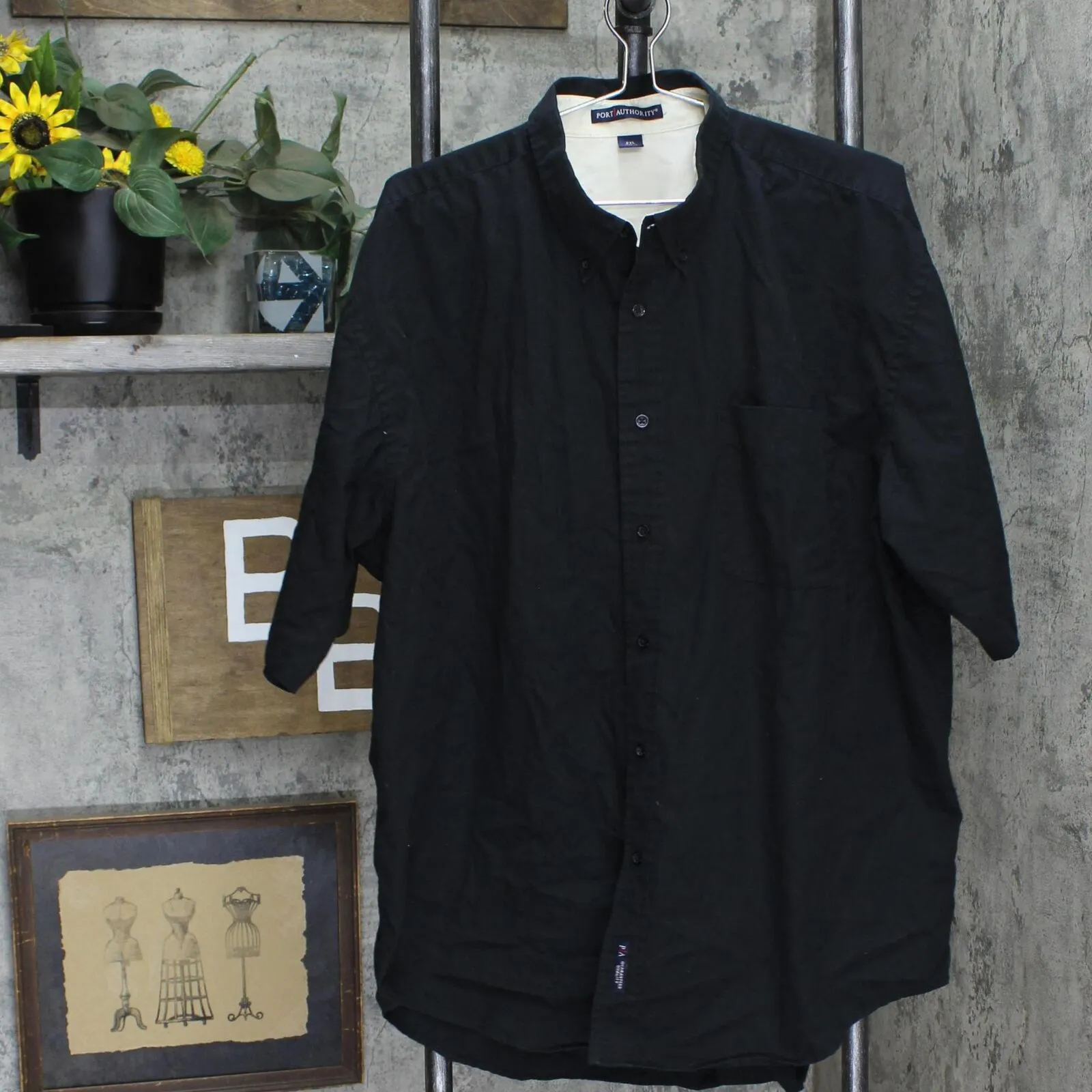 Port Authority Mens Short Sleeve Button Up Shirt S508 16666cce1be0e3 Black 2XL