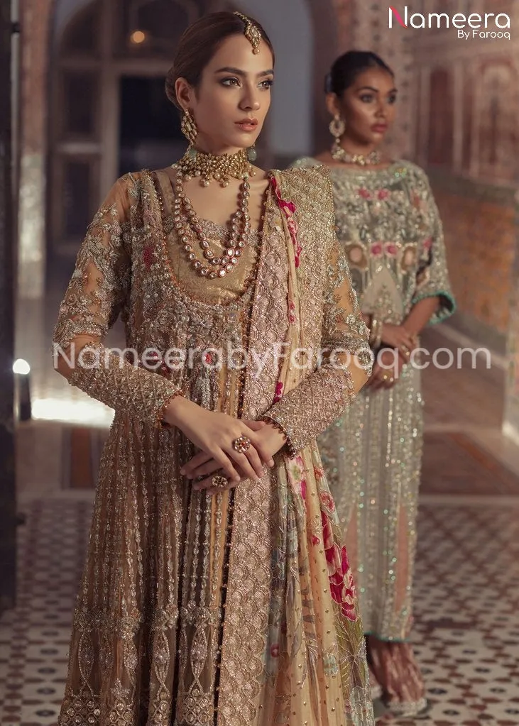 Premium Bridal Pakistani Wedding Attire in Gold #BN126