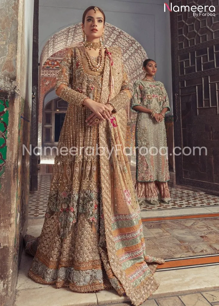 Premium Bridal Pakistani Wedding Attire in Gold #BN126