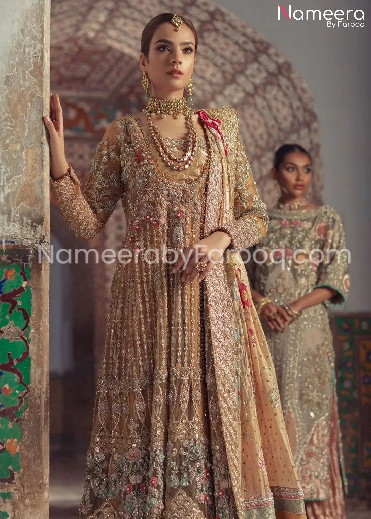 Premium Bridal Pakistani Wedding Attire in Gold #BN126