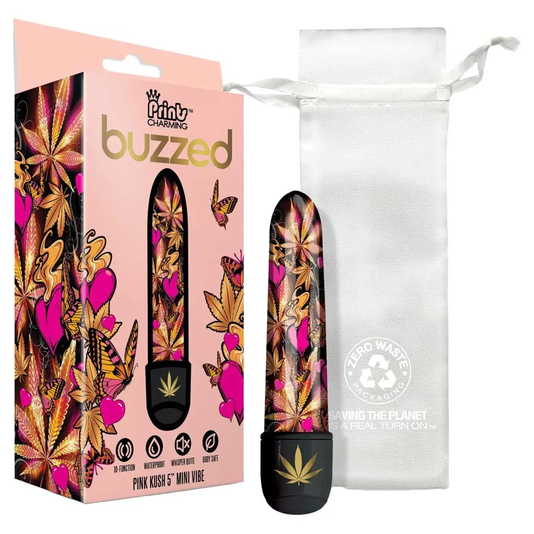 Prints Charming Buzzed 5" Pink Kush Mini Vibrator
