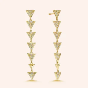 "Radiant Spikes" 2.2ctw Pave Linear Triangles Drop Earrings