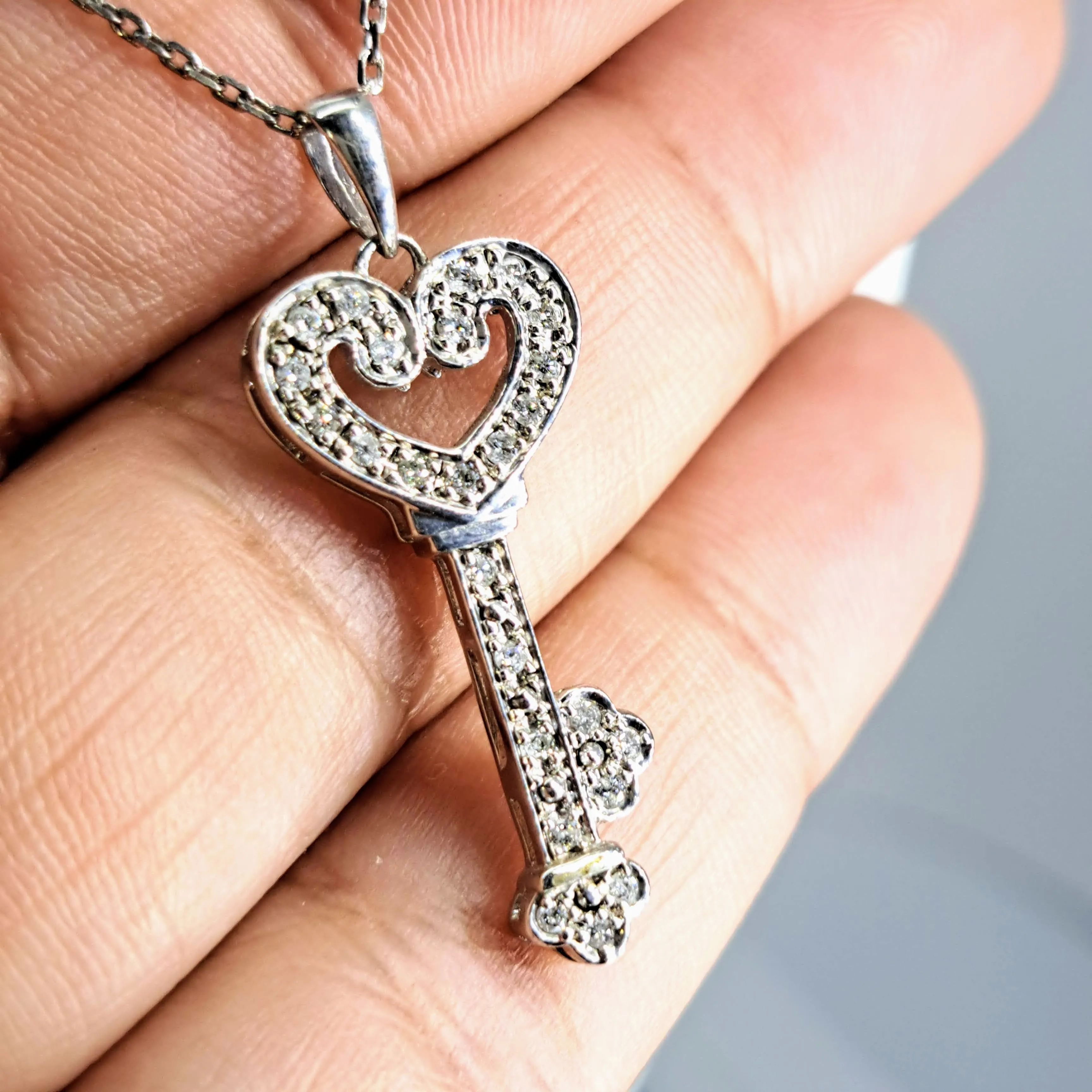 "She Holds The Key" 18" Necklace - Diamonds, Sterling