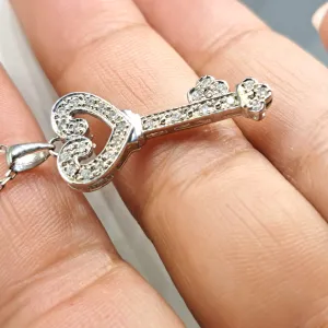 "She Holds The Key" 18" Necklace - Diamonds, Sterling