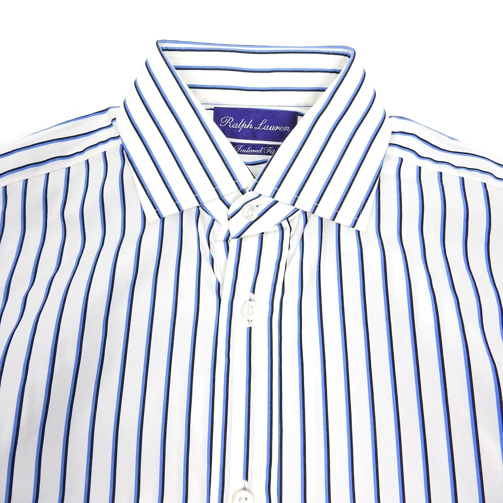 Ralph Lauren Purple Label White/Blue Striped Shirt Size 14.5 (fits a Small)